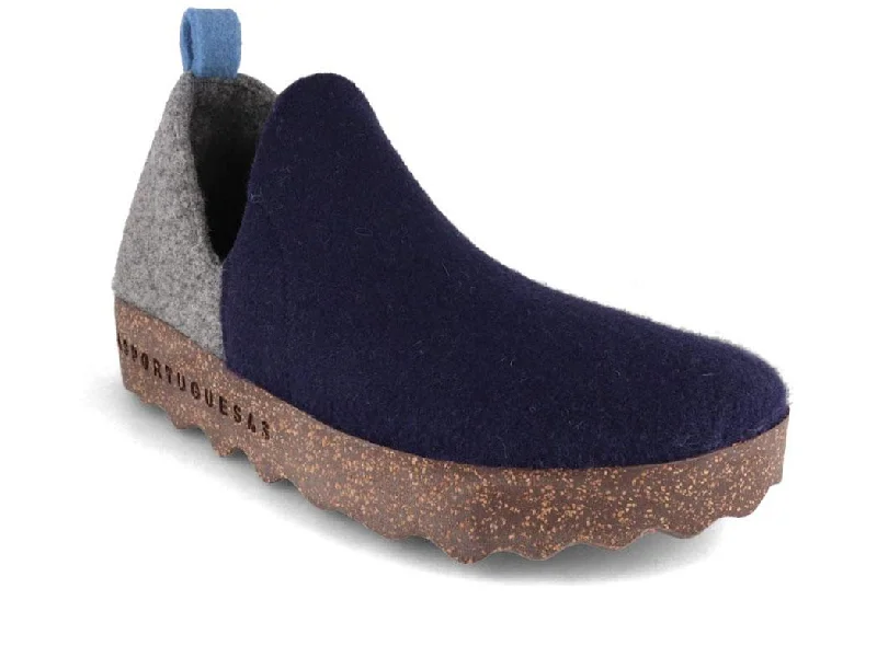 ASPORTUGUESAS Felt Slipper | City, Navy/Concrete