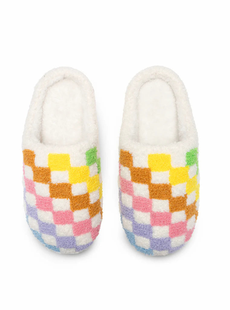 Women Rainbow Checker Slippers