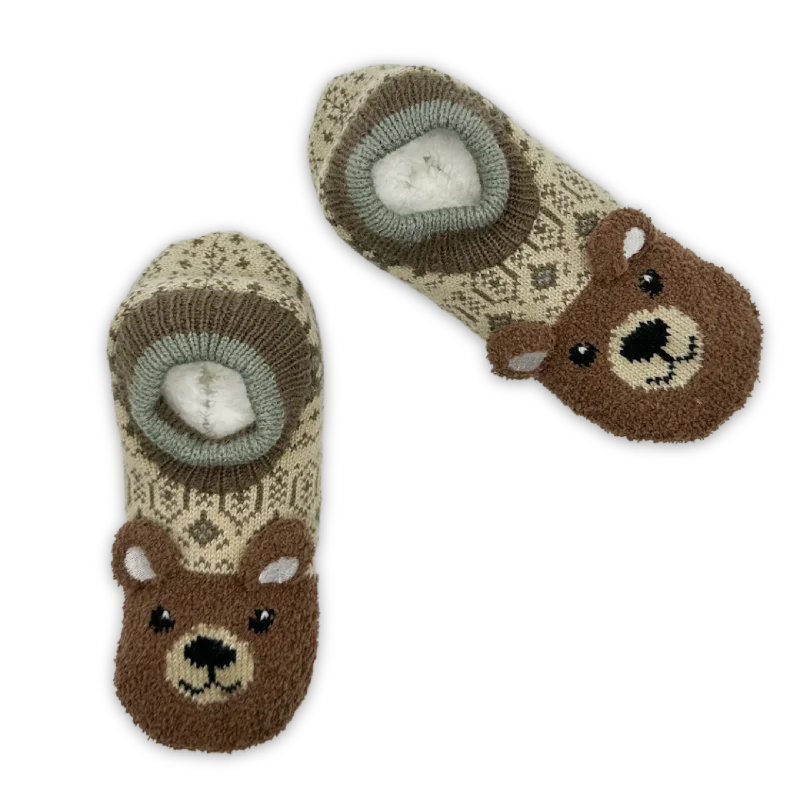 Smiley Bear 3D Ears Single Cuffer Slipper Socks