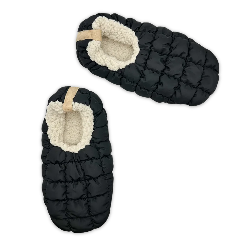 Men's Black Quilted Puffer Brookstone Fuzzy Babba® with Pull Tab