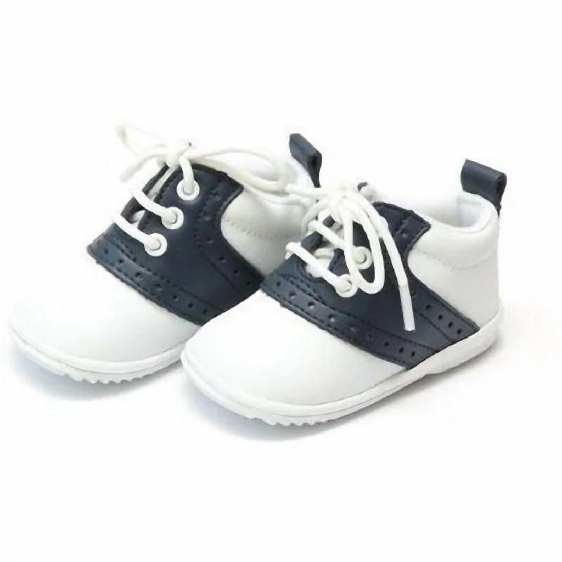 Baby's Austin Shoes In White With Navy