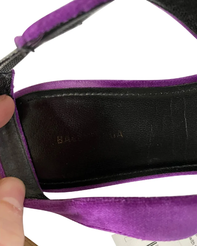 Balenciaga BB Knife Slingback Flats in Purple Velvet