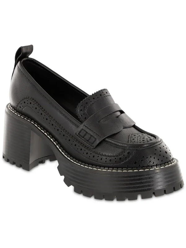 Deena Womens Faux Leather Slip-On Loafers