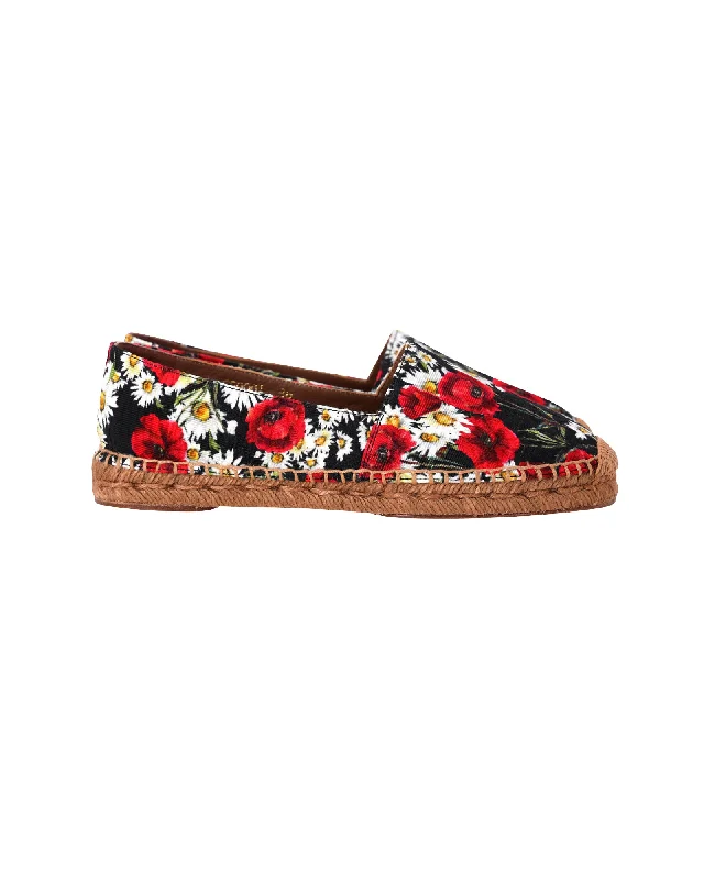 Dolce & Gabbana Floral-print Espadrille Flats in Multicolor Canvas