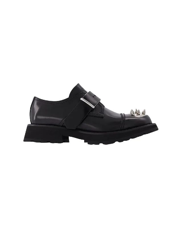 Loafers With Studs in Black Leather