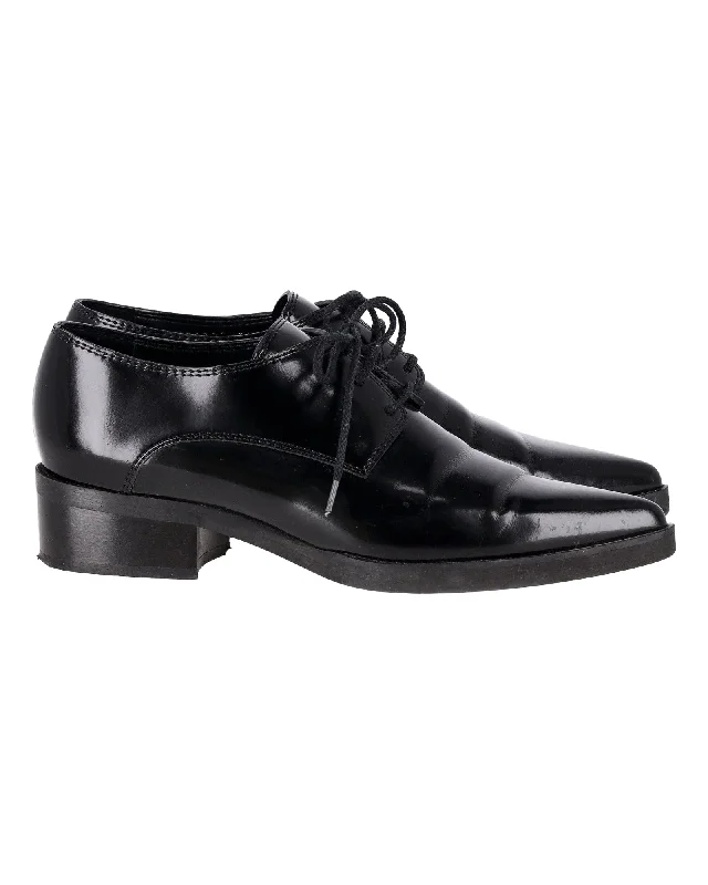 Stella McCartney Lace-Up Loafers in Black Leather