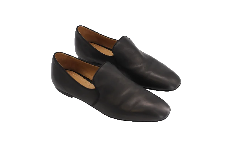 The Row Alys Loafers In Black Calf Leather