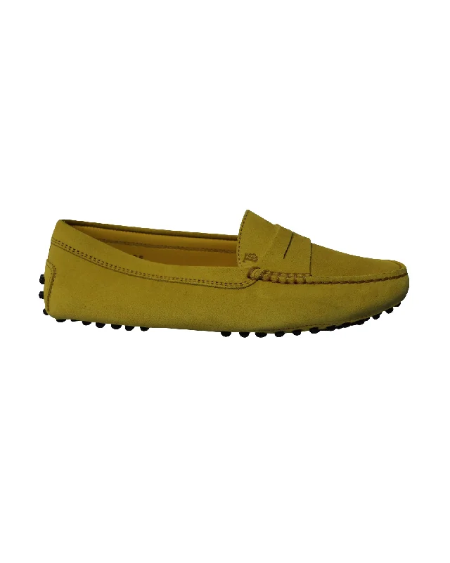 Tod's City Gommino Driving Shoes in Yellow Suede