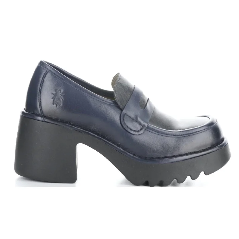 Women Muly Platform Loafer In Navy Black