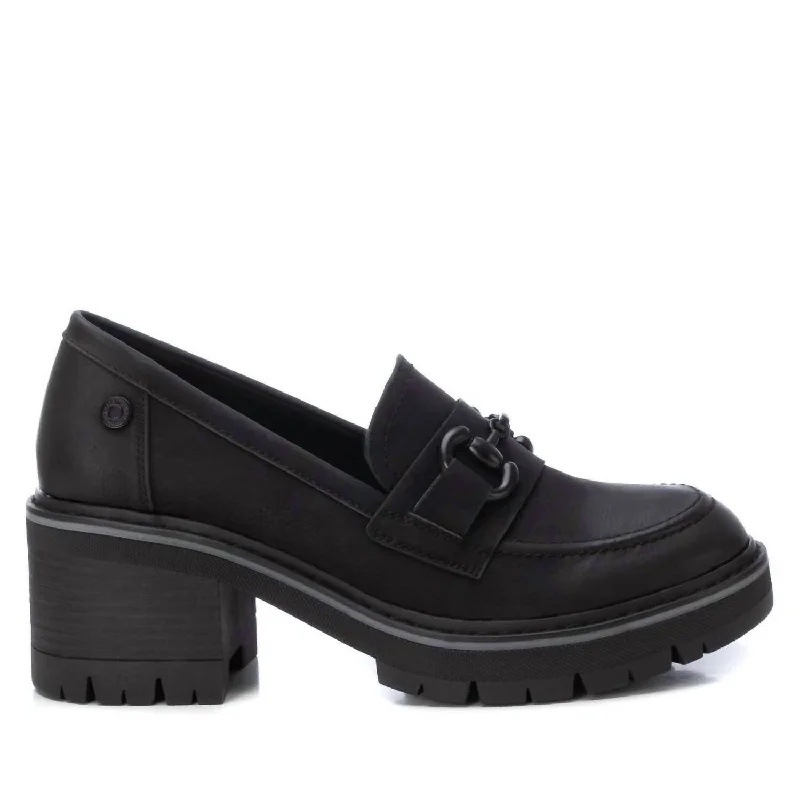 Women's Heeled Moccasins In Black