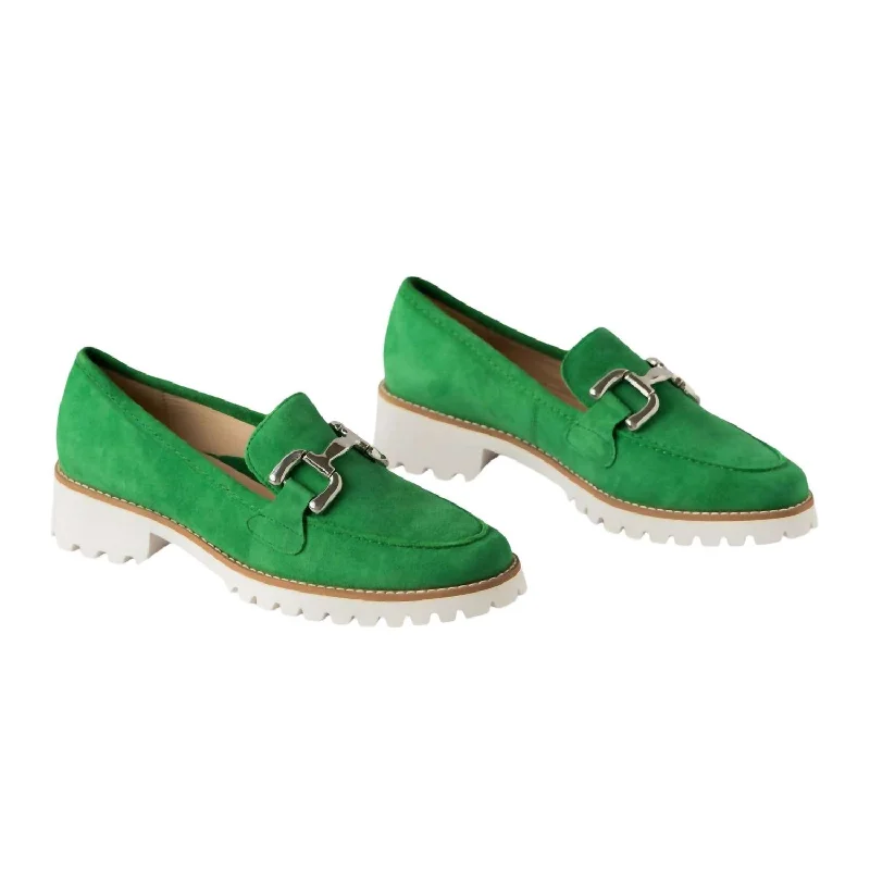 Women's Kiana Loafer In Grass Green Suede