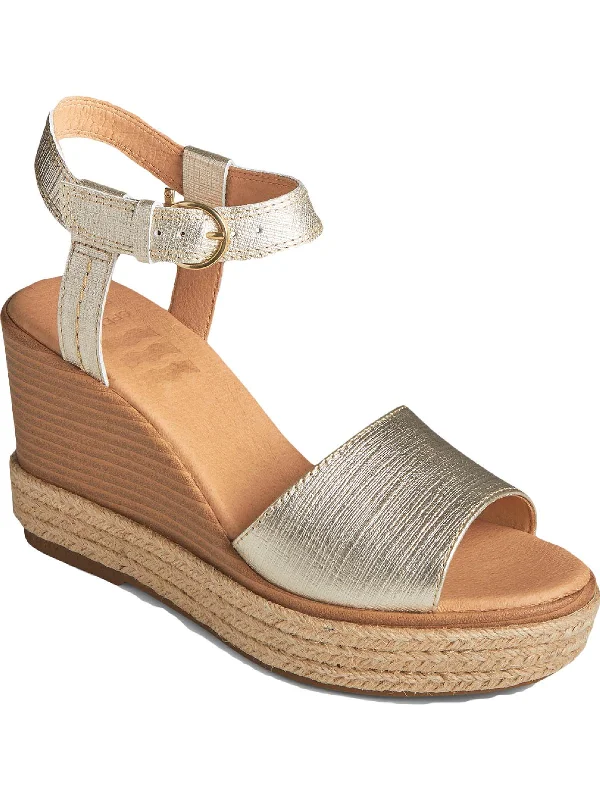 Fairwater Womens Leather Ankle Strap Espadrilles