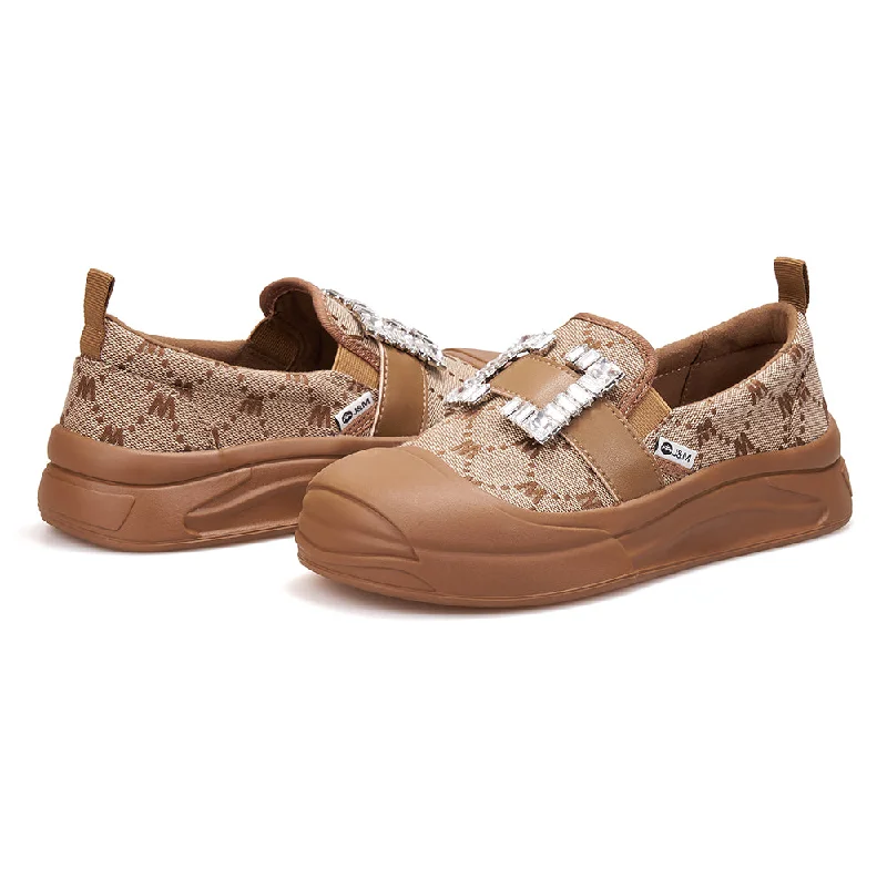 Women’s Fabric Slip-on Platform Loafers-65898W