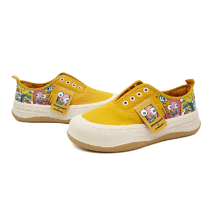 Women’s Slip-on Fabric Platform Loafers in Yellow-87729W