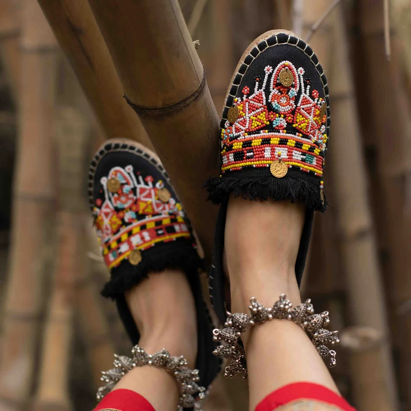 Masai Beaded Espadrilles Black