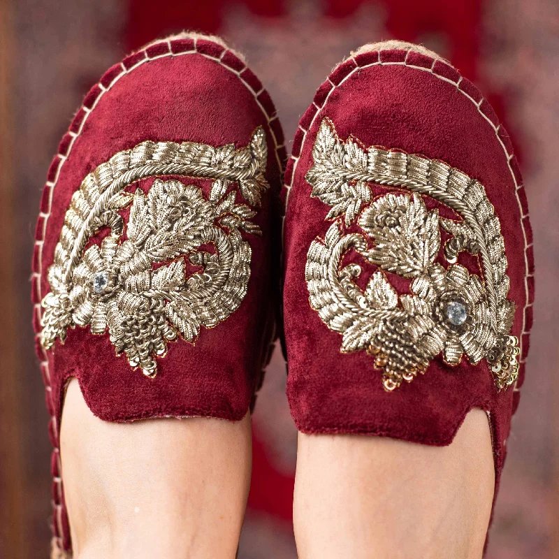 Ottoman Espadrilles Burgundy Flat for Marriage