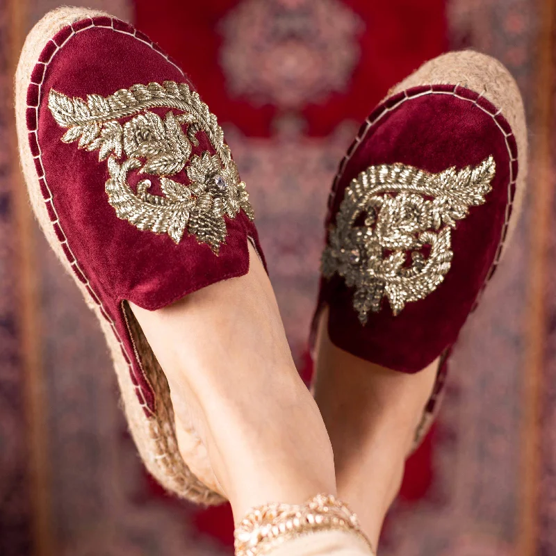 Ottoman Espadrilles Burgundy Haut -Bridal Looks Platform