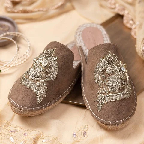 Ottoman Espadrilles Golden Party Footwear Flats