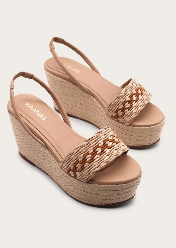 Santiago Raffia Wedge In Almond