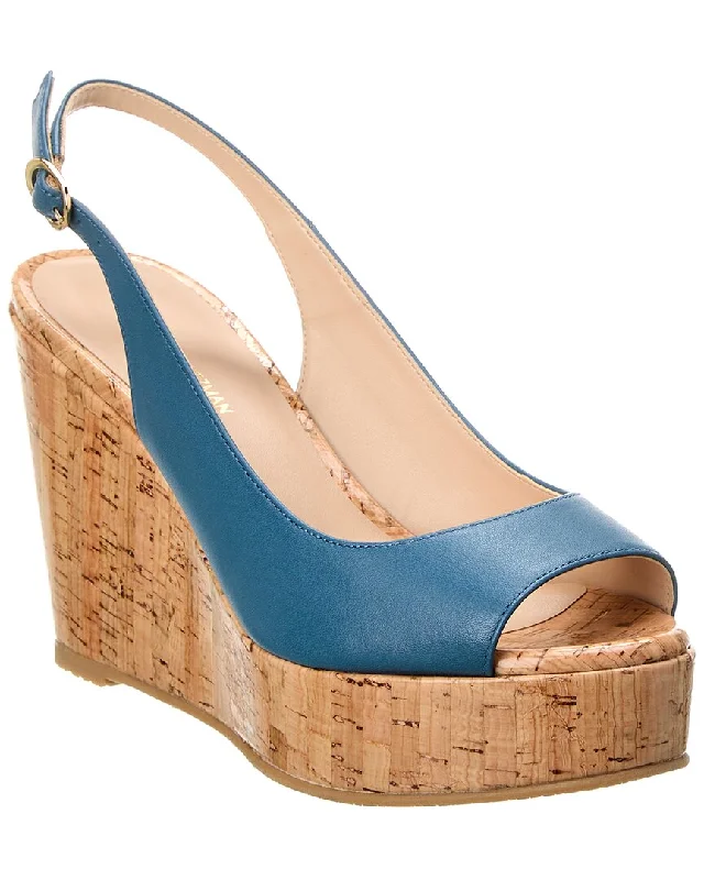 Stuart Weitzman Riveria Leather Slingback Wedge Sandal