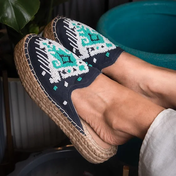 Foot-Friendly Warp Espadrilles Haut Platform