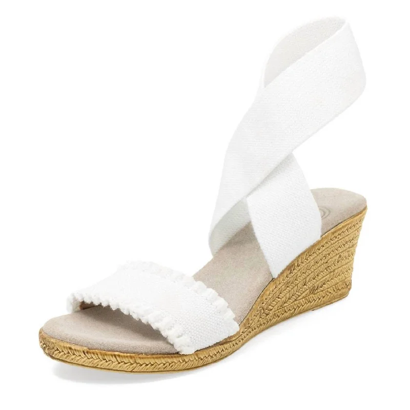 Women's Carolina Linen Wrap-Up Espadrille Wedge In White