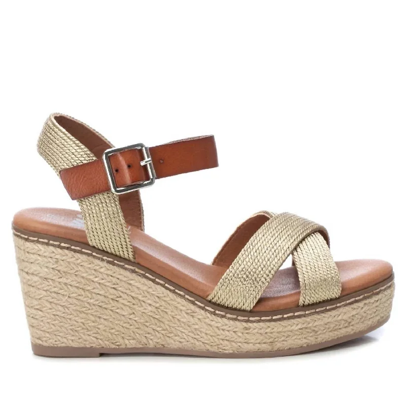 Women's Jute Wedge Sandals In Gold