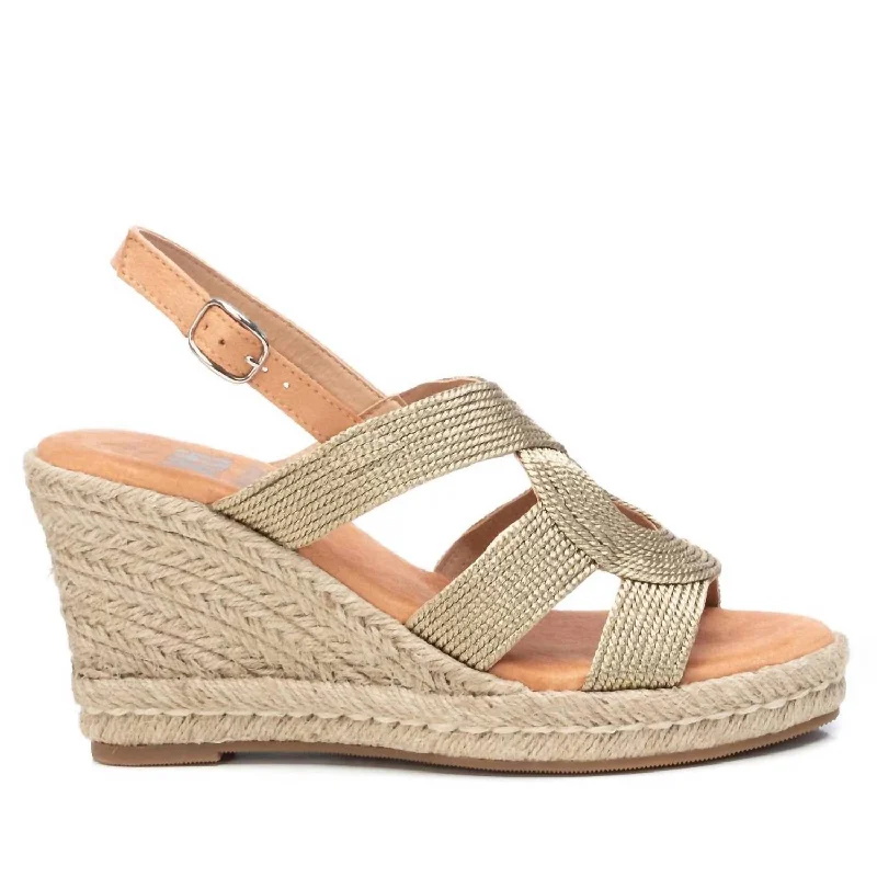 Women's Jute Wedge Sandals In Gold