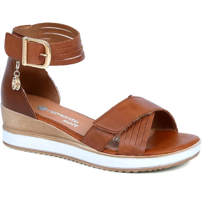 Women's Leather Wedge Sandals In Muscat