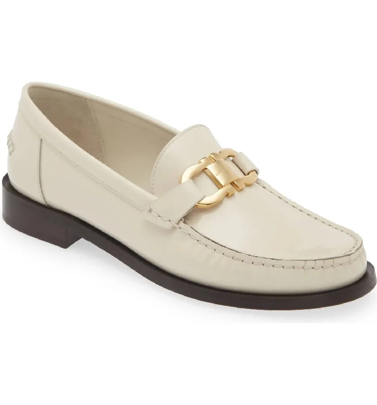 Women's Maryan Bit Patent Leather Loafer Shoes In Mascarpone