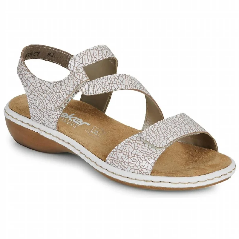 Women's Wedge Sandals In White Print