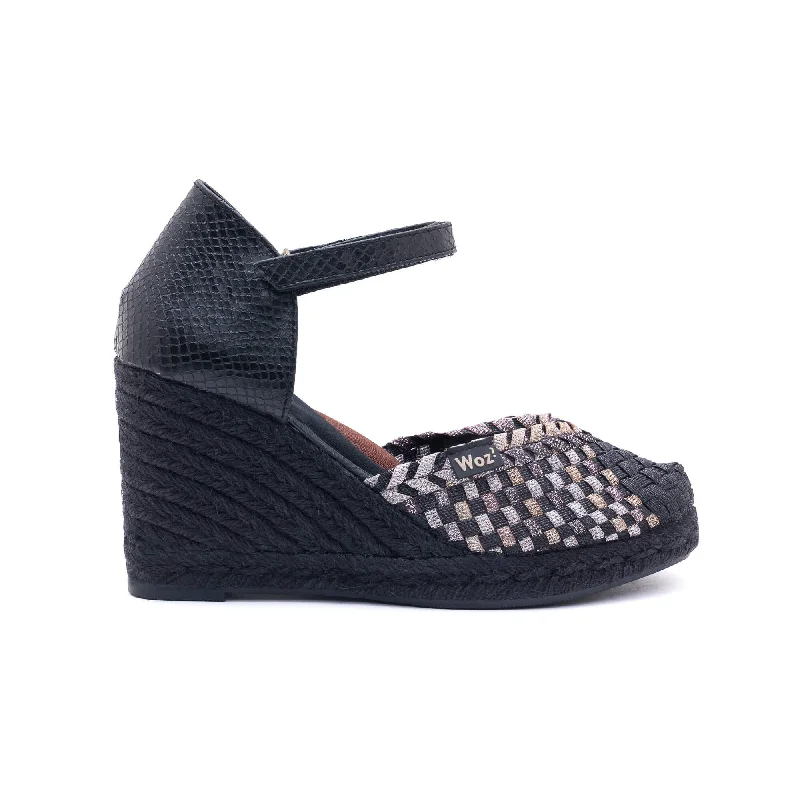 Zaira Black & Multi Bronze Espadrille