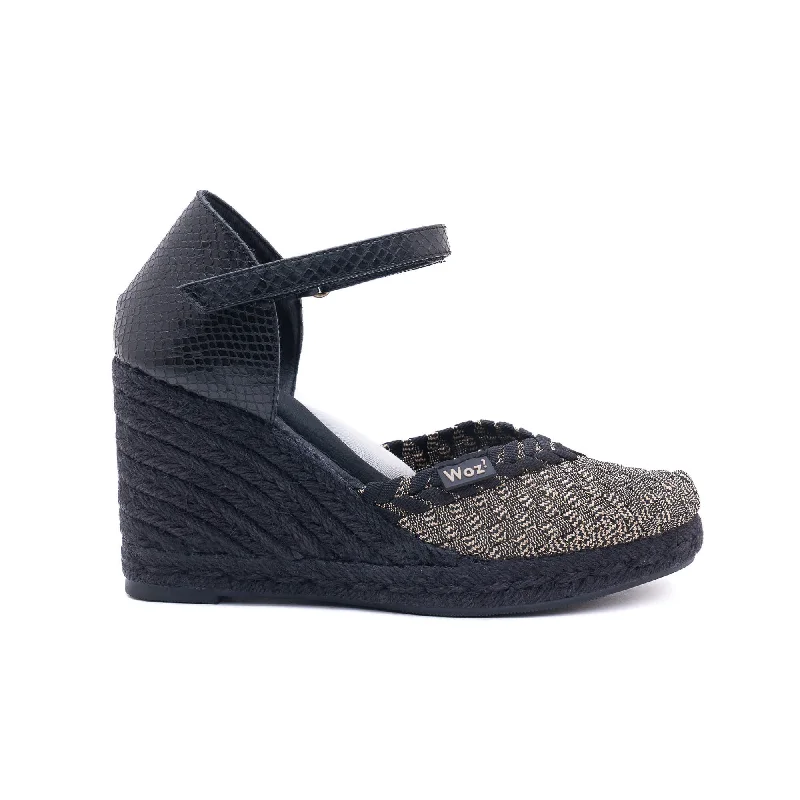 Zaira Gold & Black Espadrille